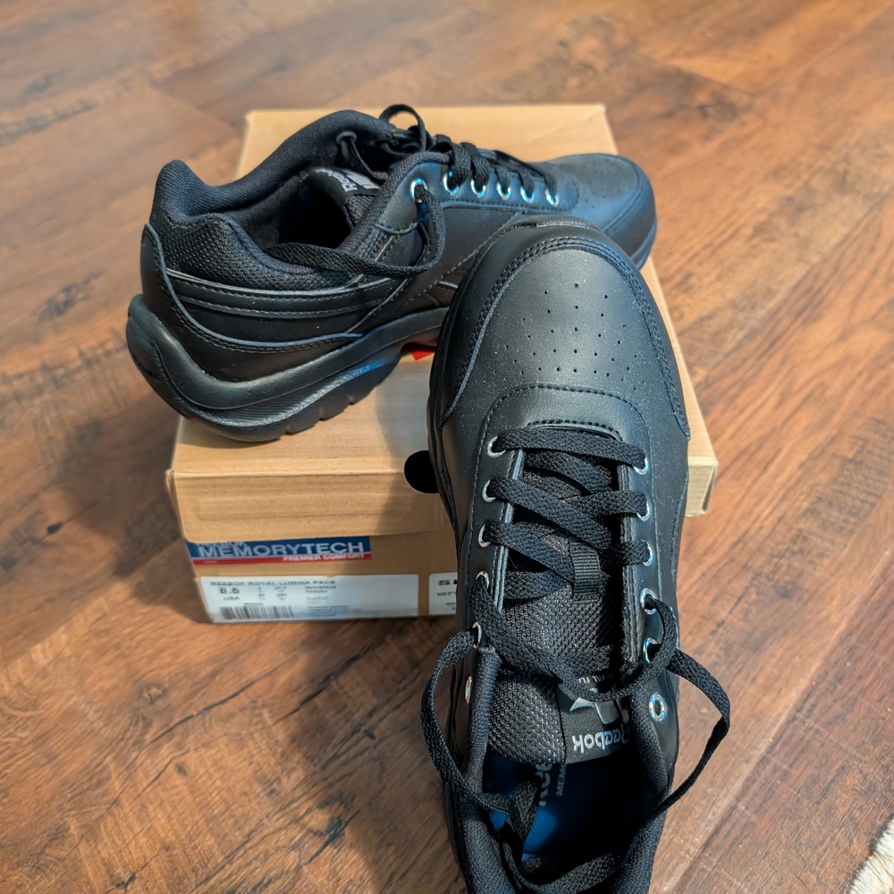 Reebok Black Athletic Shoes with Blue Accents